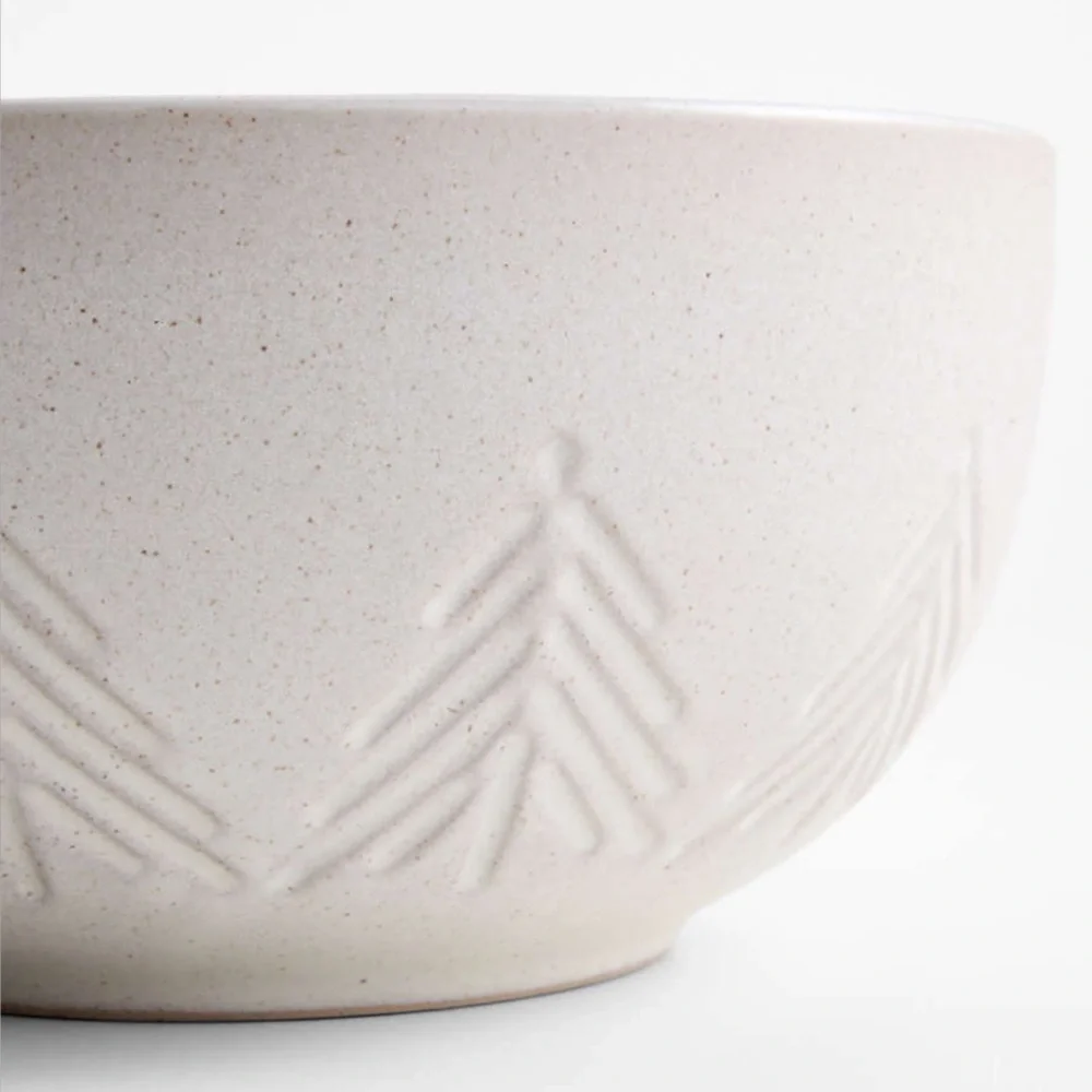 NEW! Crate&Barrel White Trees Stoneware Mixing Bowls, Set of 3 Ceramic Bowls